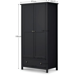Julian Bowen Maine 2 Door Combination Wardrobe - Anthracite - thumbnail 4