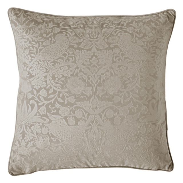 William Morris At Home Strawberry Thief Embossed Cushion 50cm - Porcini - image 1
