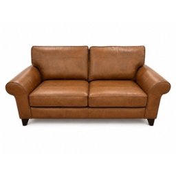 The Lounge Co Penelope 3 Seater Sofa in Dallas Tan Leather With Vintage Oak Tapered Legs - thumbnail 1