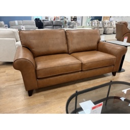 The Lounge Co Penelope 3 Seater Sofa in Dallas Tan Leather With Vintage Oak Tapered Legs - thumbnail 3