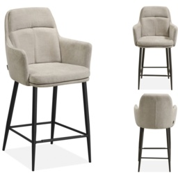 Annie Upholstered Barstool Pair - Miami Toffee Fabric - thumbnail 2