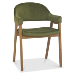 Brandon Rustic Oak Upholstered Arm Chair Pair - Cedar Velvet - thumbnail 4