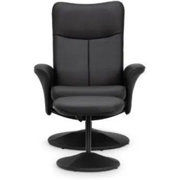 Julian Bowen Lugano Recliner and Stool With Covered Base - Black - thumbnail 4