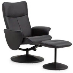 Julian Bowen Lugano Recliner and Stool With Covered Base - Black - thumbnail 6