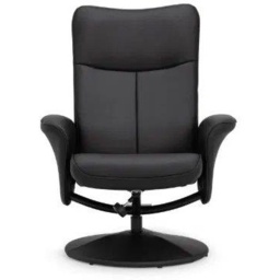 Julian Bowen Lugano Recliner and Stool With Covered Base - Black - thumbnail 2
