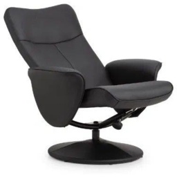 Julian Bowen Lugano Recliner and Stool With Covered Base - Black - thumbnail 3