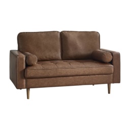Julian Bowen Henley 2 Seater Sofa - Brown Faux Leather - thumbnail 2