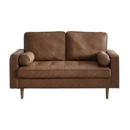 Julian Bowen Henley 2 Seater Sofa - Brown Faux Leather - thumbnail 3