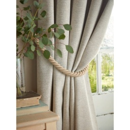 Laura Ashley Milbourne Herringbone Eyelet Curtains - Natural Truffle - W 64 x D 72 - thumbnail 4