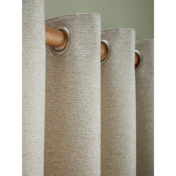 Laura Ashley Milbourne Herringbone Eyelet Curtains - Natural Truffle - W 64 x D 72 - thumbnail 2