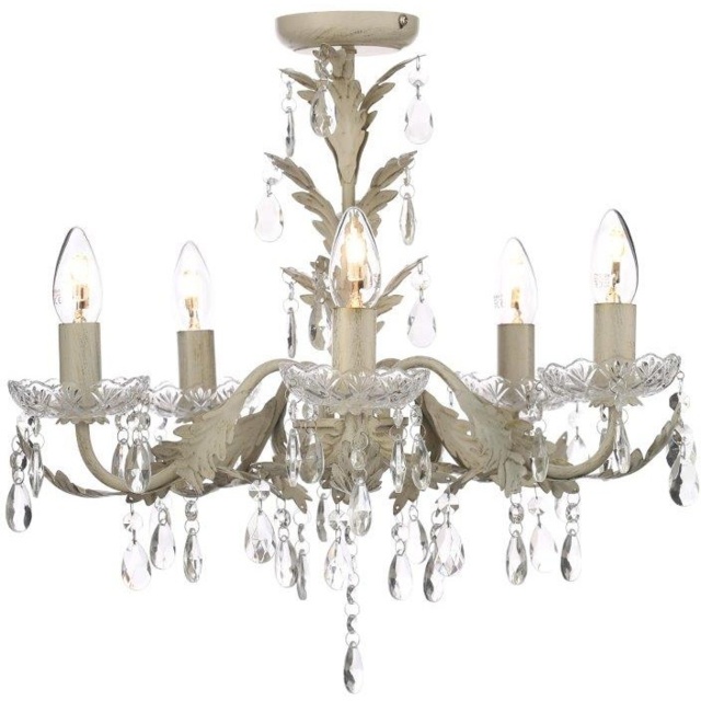BHS Paisley 5 Light Flush Ceiling Light - Cream/Gold - image 1