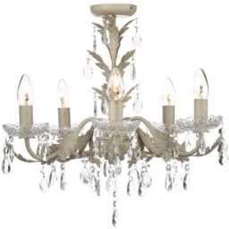 BHS Paisley 5 Light Flush Ceiling Light - Cream/Gold - thumbnail 1