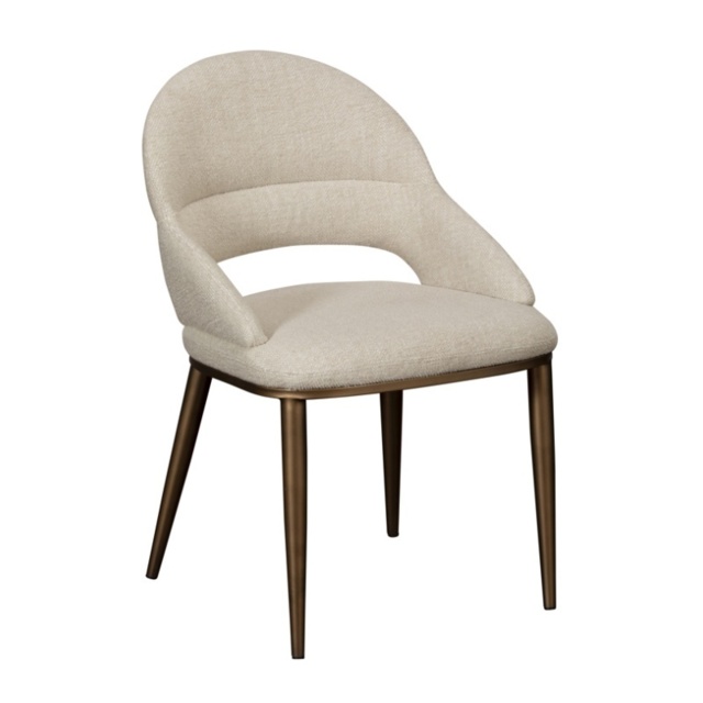 Davos Upholstered Dining Chair Pair - Brushed Bronze/Cream - image 1