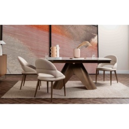 Davos Upholstered Dining Chair Pair - Brushed Bronze/Cream - thumbnail 4