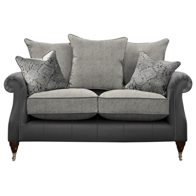 Parker Knoll Eastbury 2 Seater Pillow Back Leather/Fabric Sofa - Leather/Fabric Mix - image 1