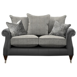Parker Knoll Eastbury 2 Seater Pillow Back Leather/Fabric Sofa - Leather/Fabric Mix - thumbnail 1