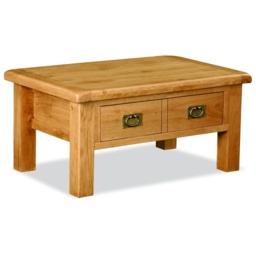 Ascot Rustic Oak Rectangular Coffee Table With Drawer - thumbnail 3