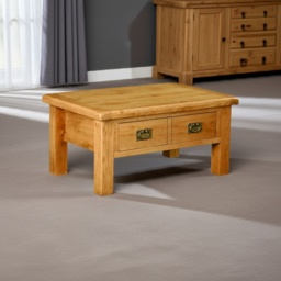 Ascot Rustic Oak Rectangular Coffee Table With Drawer - thumbnail 4