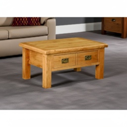 Ascot Rustic Oak Rectangular Coffee Table With Drawer - thumbnail 2
