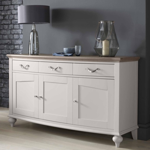 Montreal Wide Sideboard - Grey Washed Oak and Soft Grey - image 1