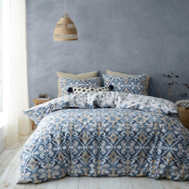 Pineapple Elephant Inara Ikat Indigo Duvet Set - Blue - Super King - image 1