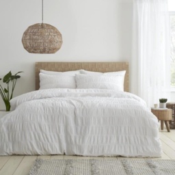Catherine Lansfield Seersucker White Duvet Set - Super King - thumbnail 1