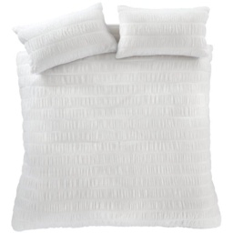 Catherine Lansfield Seersucker White Duvet Set - Super King - thumbnail 2