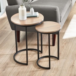 Julian Bowen Tribeca Round Nesting Side Tables Sonoma Oak - thumbnail 1