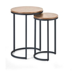 Julian Bowen Tribeca Round Nesting Side Tables Sonoma Oak - thumbnail 2