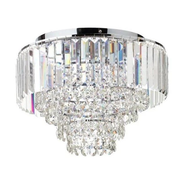 BHS Paladina Flush 40cm Ceiling Light - Chrome/Clear - image 1