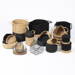 Esselle Aldwych Set of 2 Nested Metal/Wood Baskets - Black - thumbnail 4