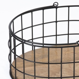 Esselle Aldwych Set of 2 Nested Metal/Wood Baskets - Black - thumbnail 3