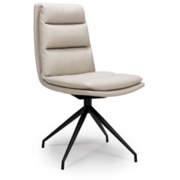Nevada Swivel Dining Chair Black Frame Taupe Seat - thumbnail 1