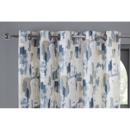 Sundour Bamford Abstact Lined Eyelet Curtains - Cobalt - W 66 x D 90 - thumbnail 2