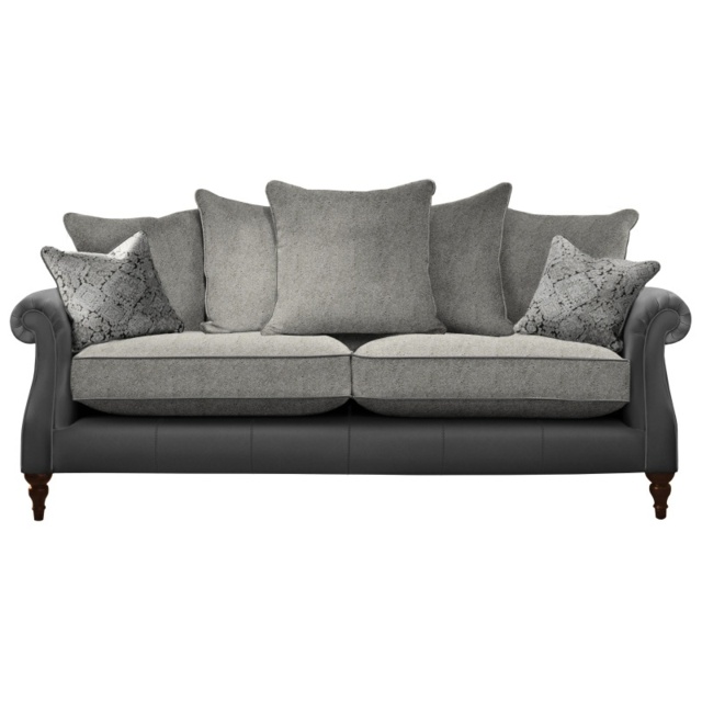 Parker Knoll Eastbury Grand Pillow Back Leather/Fabric Sofa - Leather/Fabric Mix - image 1