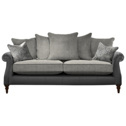 Parker Knoll Eastbury Grand Pillow Back Leather/Fabric Sofa - Leather/Fabric Mix - thumbnail 1
