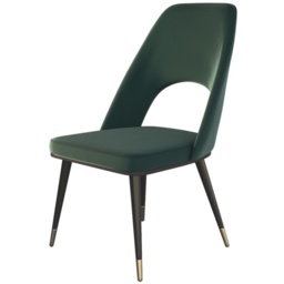 HND Sophie Black/Gold Dining Chair - Dark Green Velvet Seat