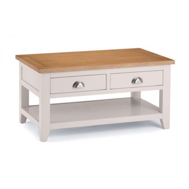 Julian Bowen Richmond Rectangular Coffee Table With 2 Drawers - Grey/Pale Oak - image 1