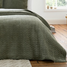 Bianca Attica Velvet Bedspread 240x260cm - Green