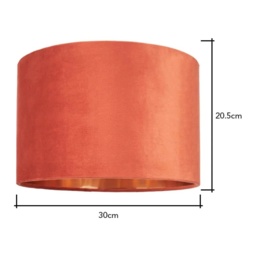 BHS Velvet Easyfit Light Shade 30cm - Orange/Brass - thumbnail 2
