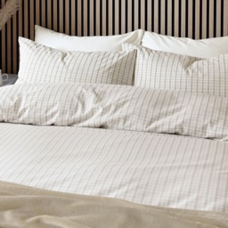 Helena Springfield Calico and Chalk Tranquil Check Duvet Set - Linen - Single - thumbnail 2