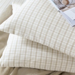 Helena Springfield Calico and Chalk Tranquil Check Duvet Set - Linen - Single - thumbnail 3