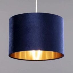 BHS Velvet Easy Fit Light Shade 30cm - Navy/Brass - thumbnail 2