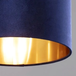 BHS Velvet Easy Fit Light Shade 30cm - Navy/Brass - thumbnail 3