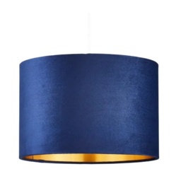 BHS Velvet Easy Fit Light Shade 30cm - Navy/Brass - thumbnail 1