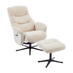 Houston Fabric Swivel Recliner and Stool Set - Barley - thumbnail 4