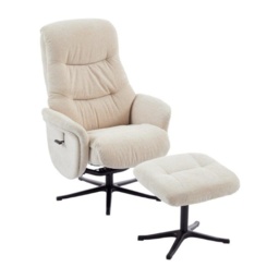 Houston Fabric Swivel Recliner and Stool Set - Barley - thumbnail 3