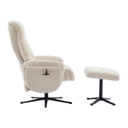 Houston Fabric Swivel Recliner and Stool Set - Barley - thumbnail 5