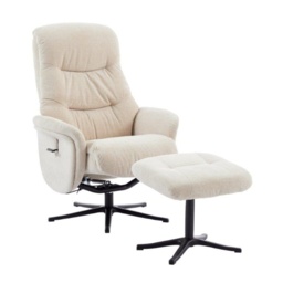 Houston Fabric Swivel Recliner and Stool Set - Barley - thumbnail 2