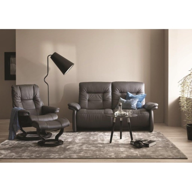 Stressless Mary 2 Seater Power Recliner Sofa With Upholstered Arms - Paloma Leather - image 1